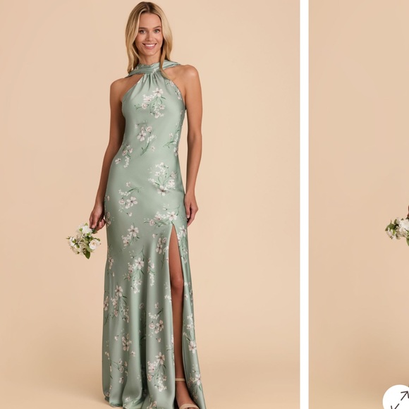 Matte Satin Sage Le Fleur Eileen Dress Birdy grey - Picture 2 of 7